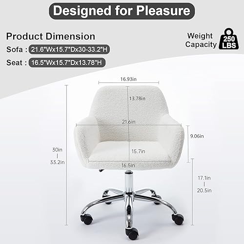 Miniatura 3 de Silla de escritorio de oficina en casa con altura ajustable  Silla de escritorio de piel sintética con ruedas giratorias, moderna y bonita silla de