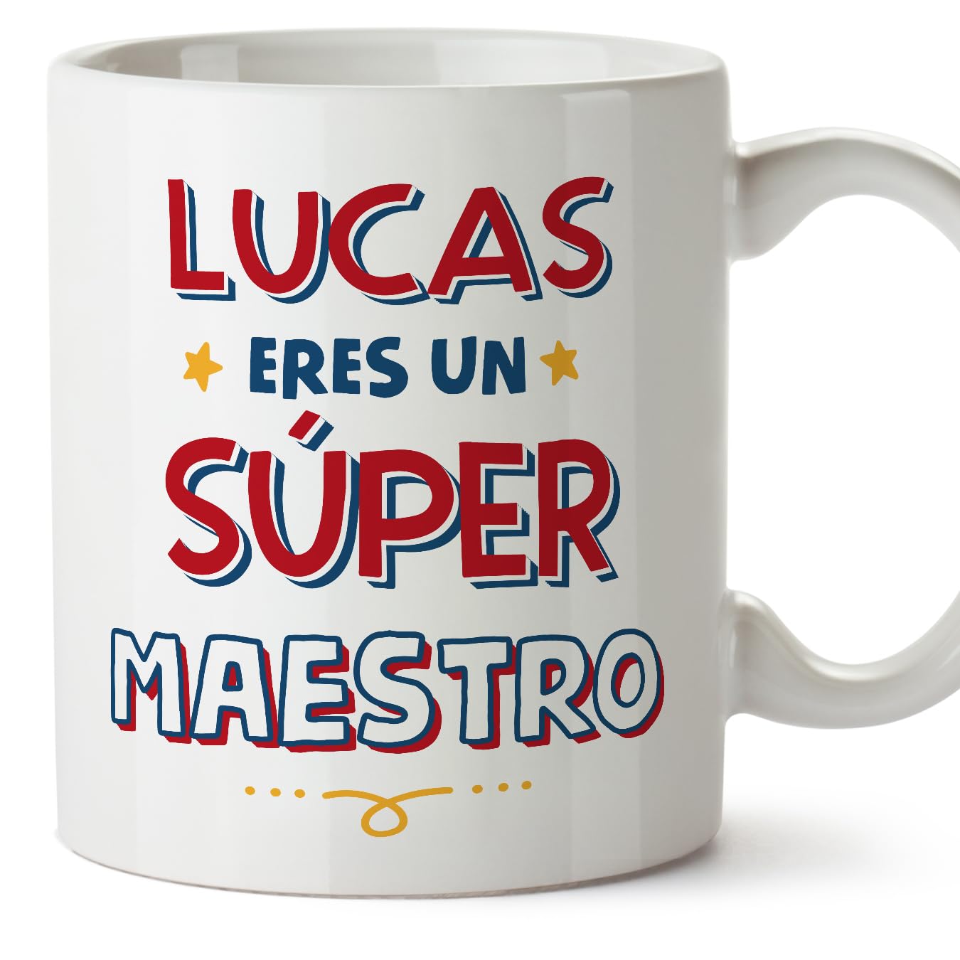 MUGFFINS Personalised Mug for Teacher Man - in Spanish - Eres Súper - Funny Custom Gift for Colleagues - Ceramic 11oz Mug