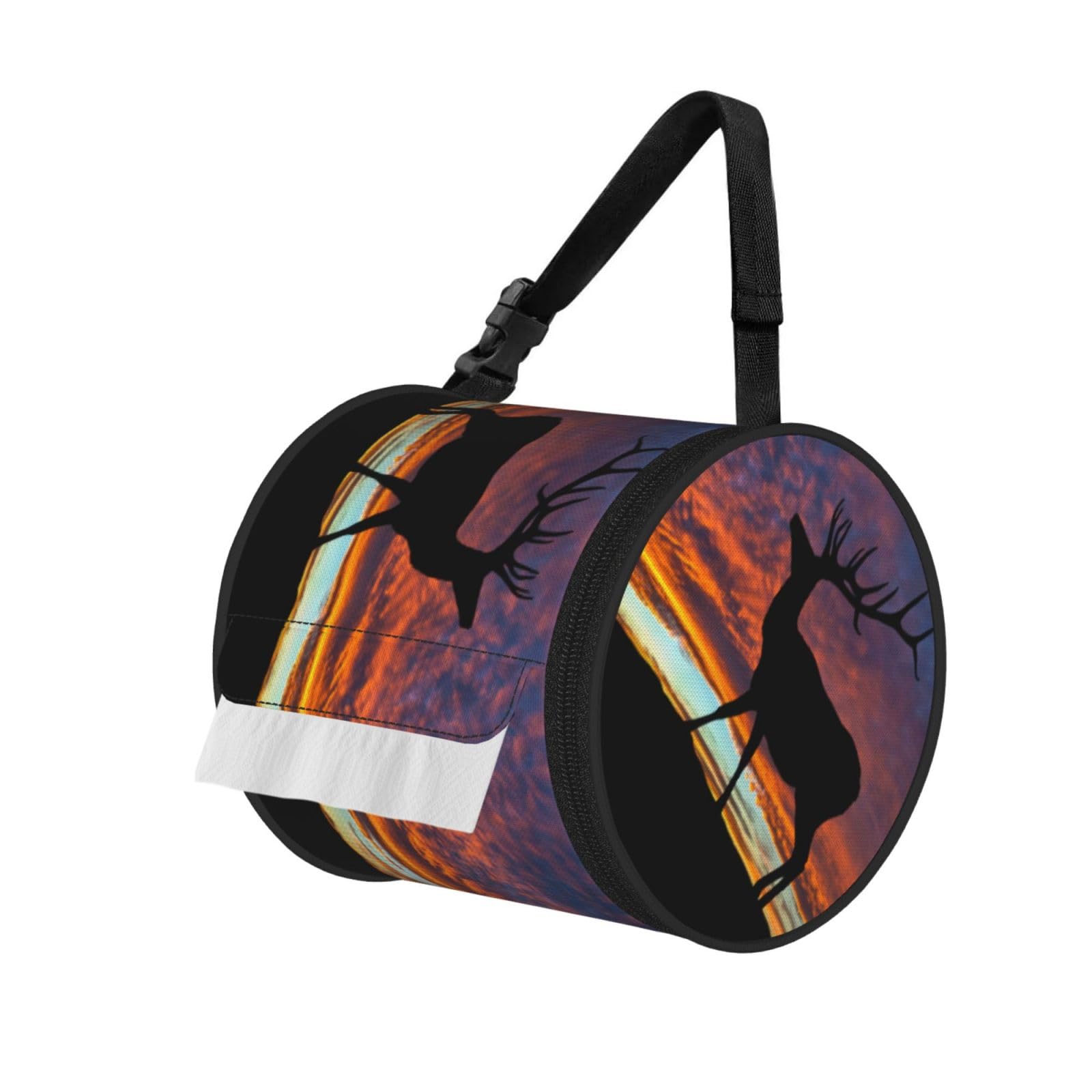 Red Deer Bull Elk Sunset Print Hanging Toilet Paper Holder Camping Paper Towel Holder Portable Car Roll Paper Storage Bag With Adjustable Strap Suitable For Bathroom,Kitchen