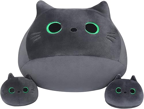 Animales de peluche de la familia de gatos grises suaves y flexibles 3 piezas de lindo juguete de peluche para gatos uno grande y dos pequeños para