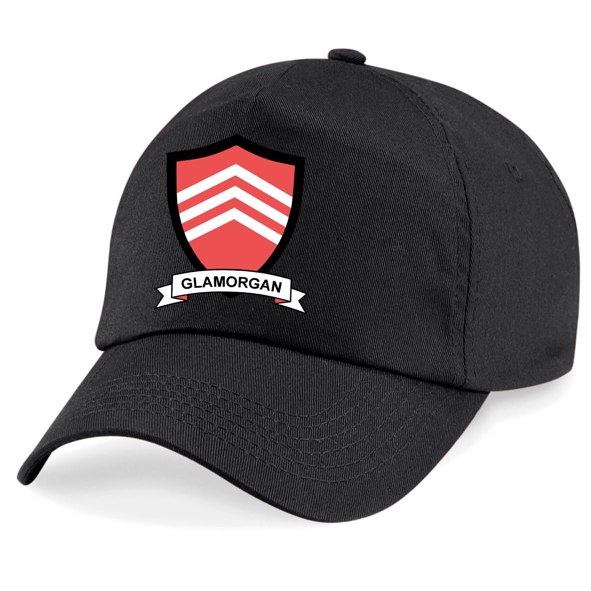 Psave Men's Black Glamorgan County Embroidered Baseball Cap Cricket Sport Your County Embroidery (Black)
