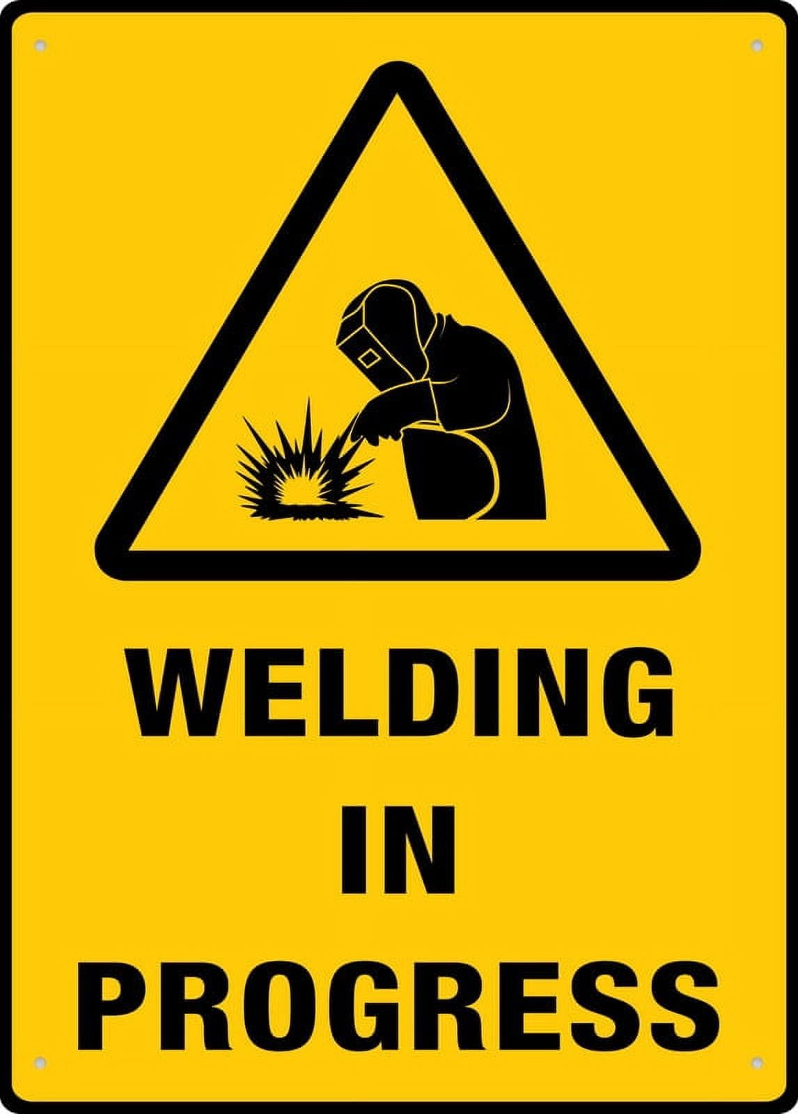 HAPPYMFA Welding In Progress Retro Funny Novelty Art Backyard Funny Wall Décor Poster Cafe Plaque Tin Sign 8x12 Inch