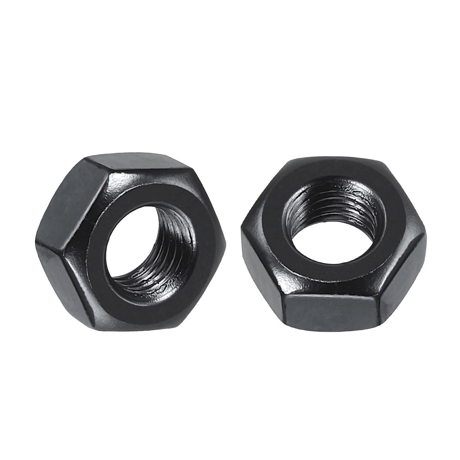 Kozelo 20pcs Hex Nuts - [1/4"-28] Carbon Steel (Grade 8) Hardware Standard Inch Fine Thread Metal Nuts for Heavy Structural Machinery Fastening, Black Oxide Finish, Black
