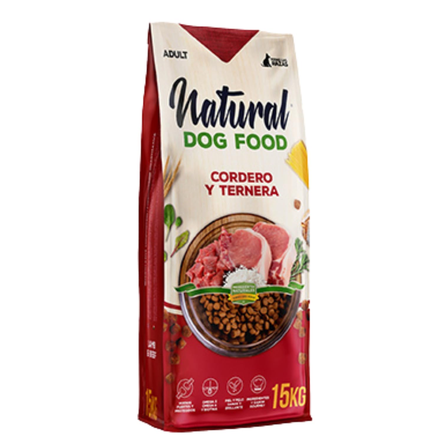 Natural Dog Food Cordero Y Ternera, Pienso para Perros Adultos pequeños y Grandes, Pienso para Todas Las Razas, pienso Premium para Perros, Alimento seco para Perros, pienso Natural (15 KG.)