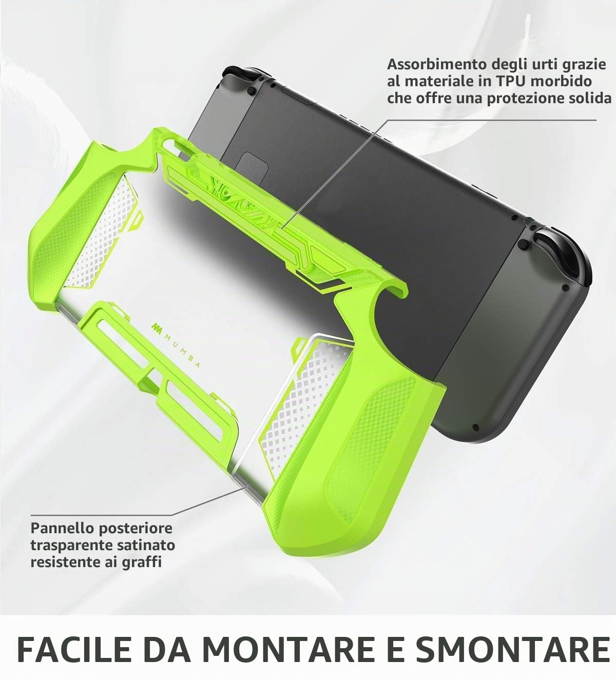 Mumba Custodia per Nintendo Switch, robusta custodia protettiva ibrida in TPU, per Nintendo Switch, colore: verde