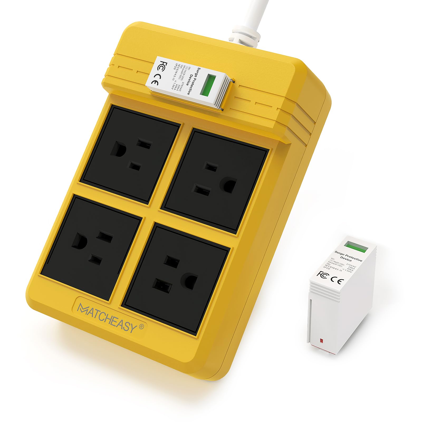 MATCHEASY Surge Protector Power Strip with 4 Outlets,AC Surge Protective Arrester Device(275V,20KA-40KA) with Replaceable SPD Device,Designed to Protect Expensive Home Theater Audio/Video Equipment