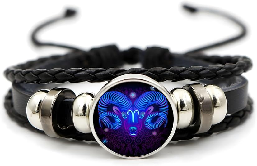 Zodiac Signs Spirit Bracelet for Women Men Adjustable 12 Constellation Bracelets Bracelet Multilayer Zodiac Black Leather Bracelets Zodiac Sign Wrap Bracelet Birthday Jewelry