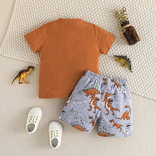 Conjunto de enxoval de bebê infantil meninos desenho animado dinossauro cavalheiro camiseta e shorts