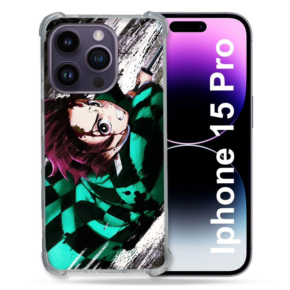 Cokitec Reinforced Case for iPhone 15 Pro (6.1) Manga Demon Slayer Tanjiro