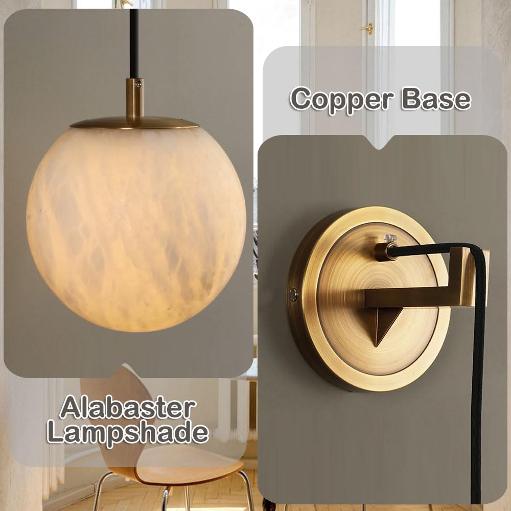 Lampada da parete in ottone stile industriale nordico, applique for interni con vite G9, lampada in marmo collegamento a filo rigido, lampade decorative for toletta ingresso