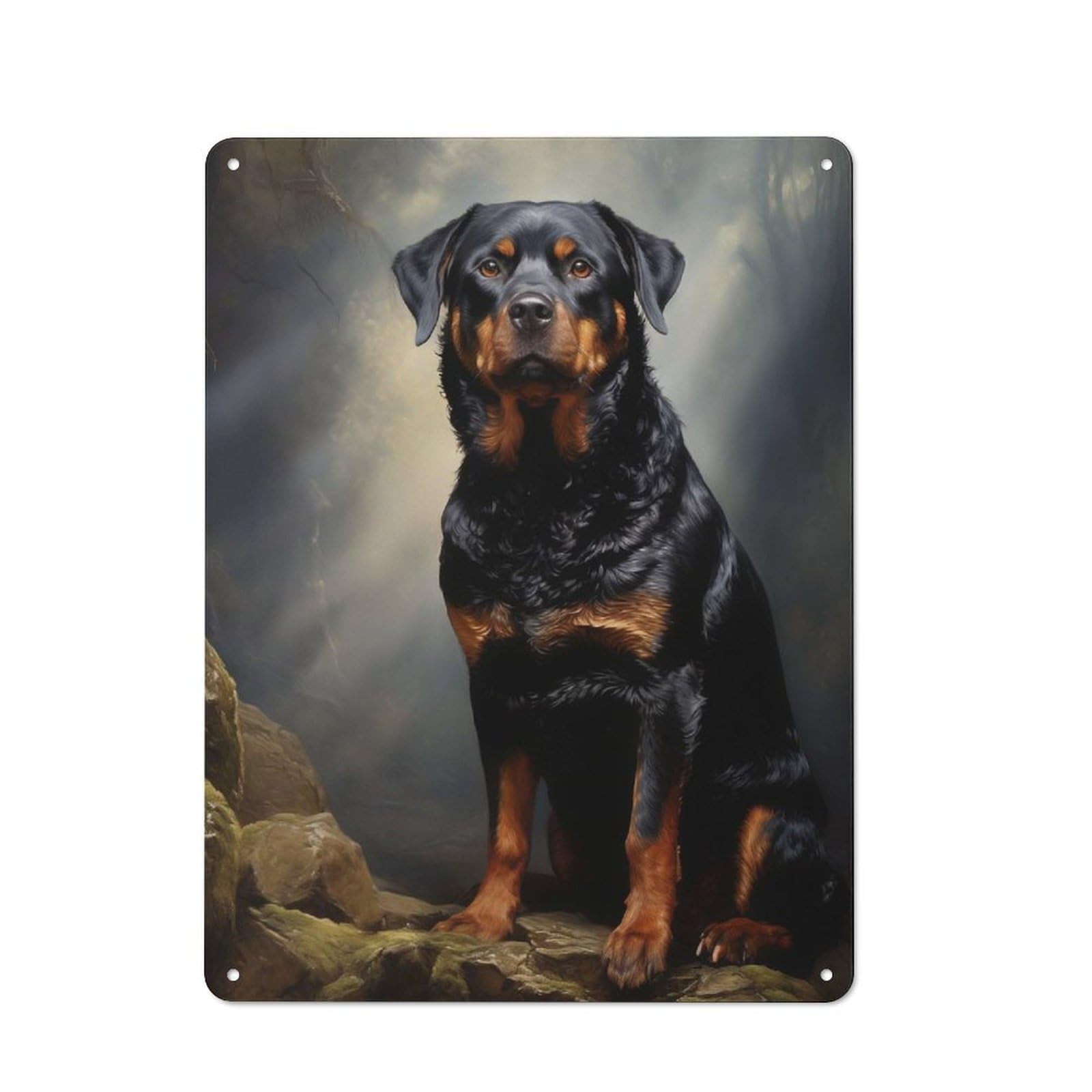 Junmoney Rottweiler Portrait Tin Wall Plaque 40X30cm With For Pub Or Café, For Hospitality Wall Decor Collectors