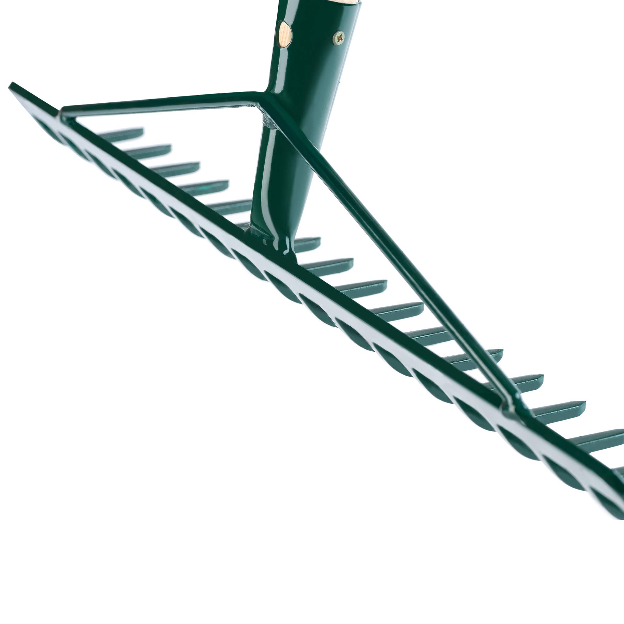 KADAX hark, hooikhark met lange steel van hout, brede hark voor tuin, bloembed, gazon, comfortabele hark, gazonhark, bladhark, tuingereedschap, tuingereedschap (kunststof