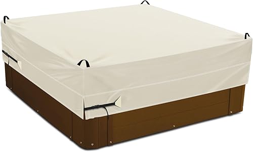 RICHIE Funda cuadrada para bañera de hidromasaje de 90 x 90 pulgadas, para spa de 89 x 89 o 88 x 88 pulgadas o 87 x 87 pulgadas, poliéster 600D