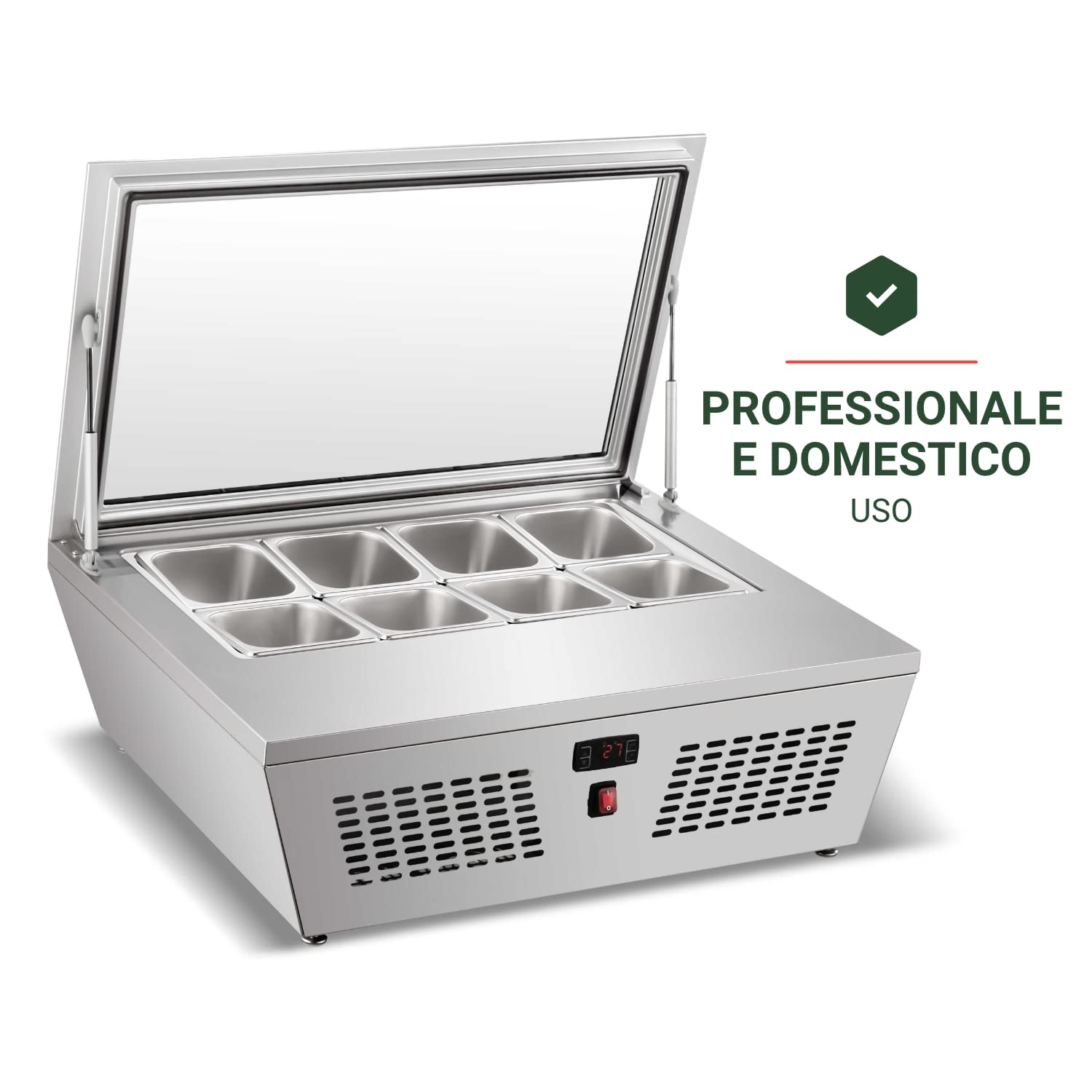 RISTOATTREZZATURE - Espositore refrigerato da banco 76,7x61,2x32,8h cm 8 gn 1/6 +2 +12°C