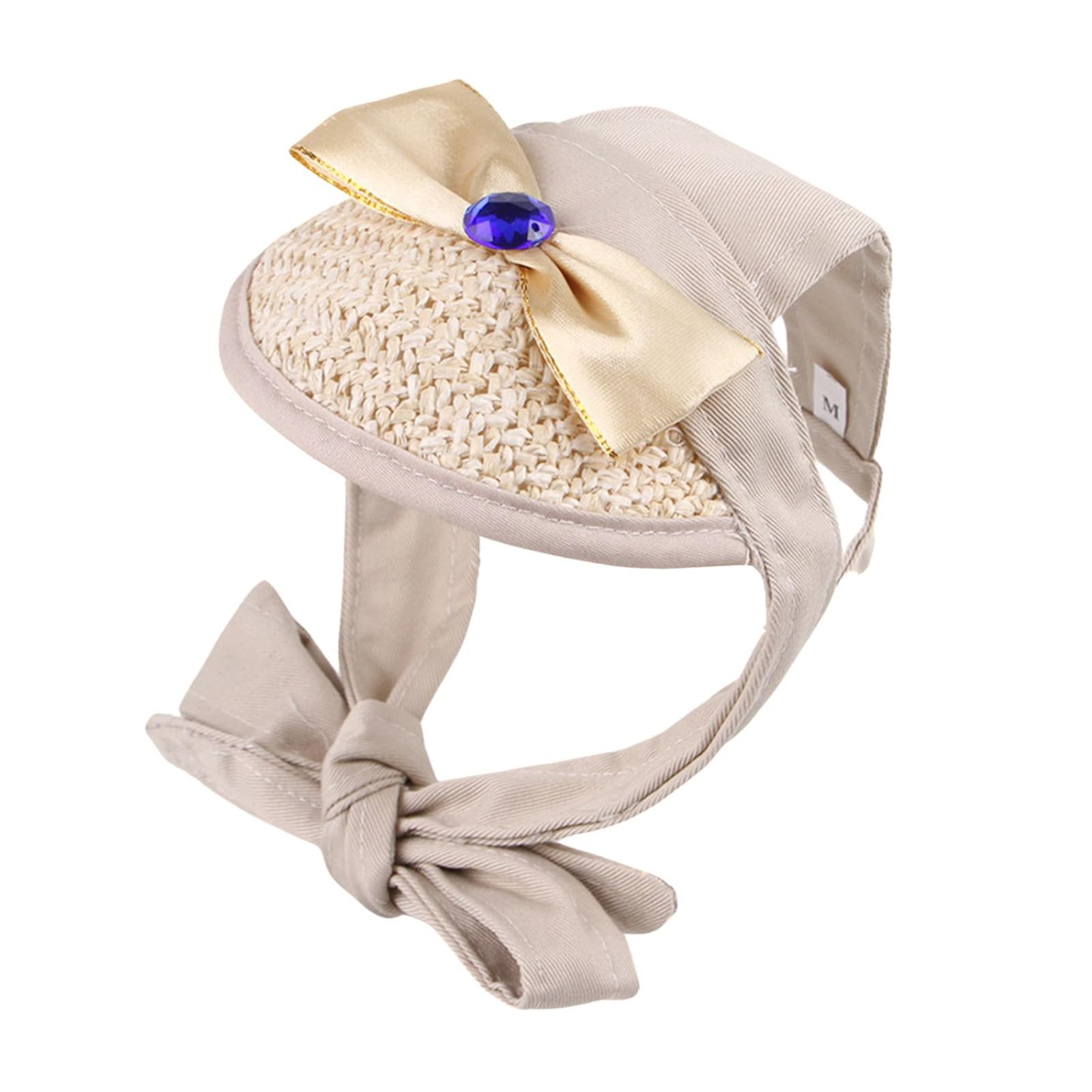 BT Bear Dog Hat,Dog Lace Straw Hat Pet Baseball Cap,Pet Sun Protection for Cats Puppy Small Medium Dogs,Khaki M
