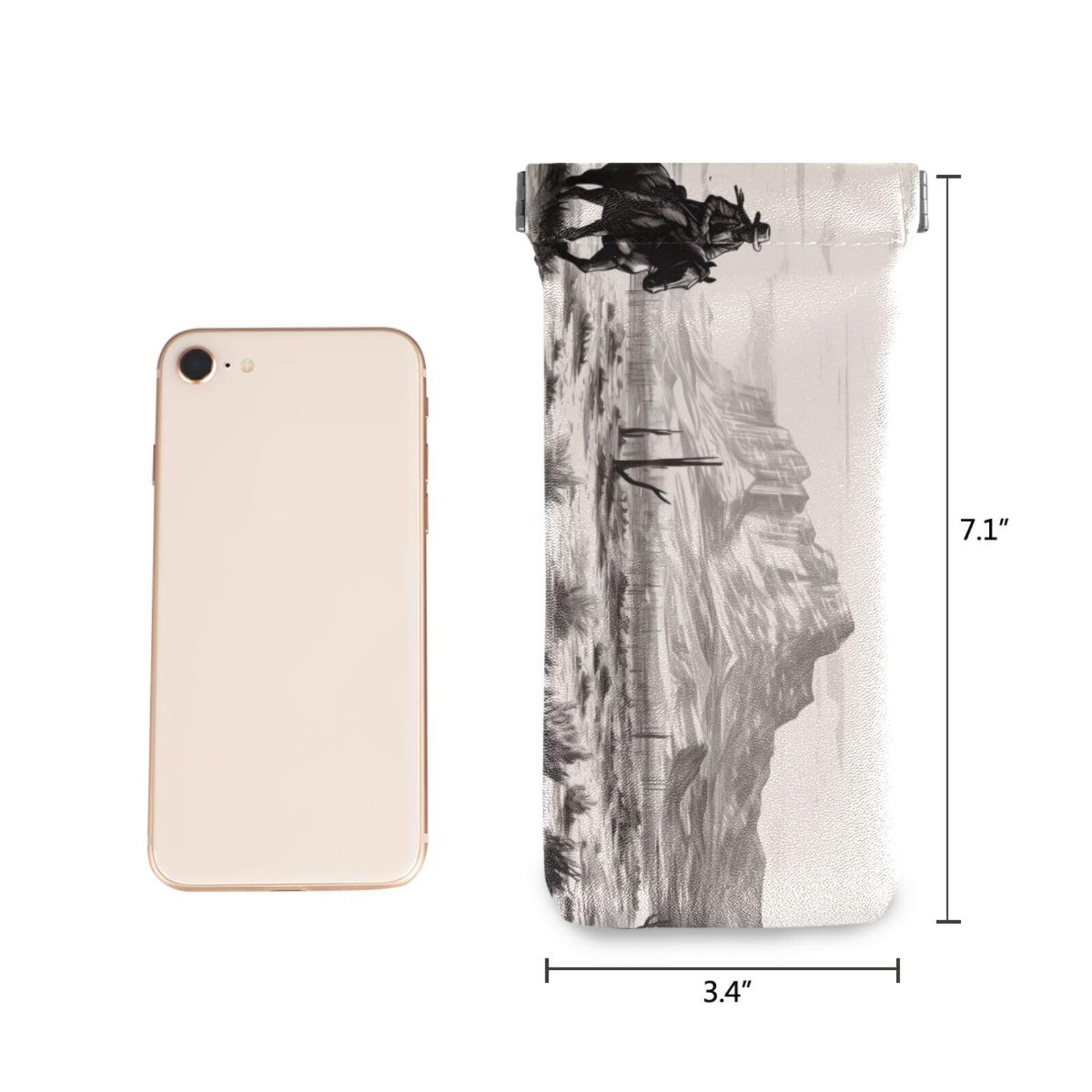 FLildon Western Desert Cowboys Eyeglasses Pouch Squeeze Top Sunglasses Case Soft PU Leather Eyeglass Bag for Men Women