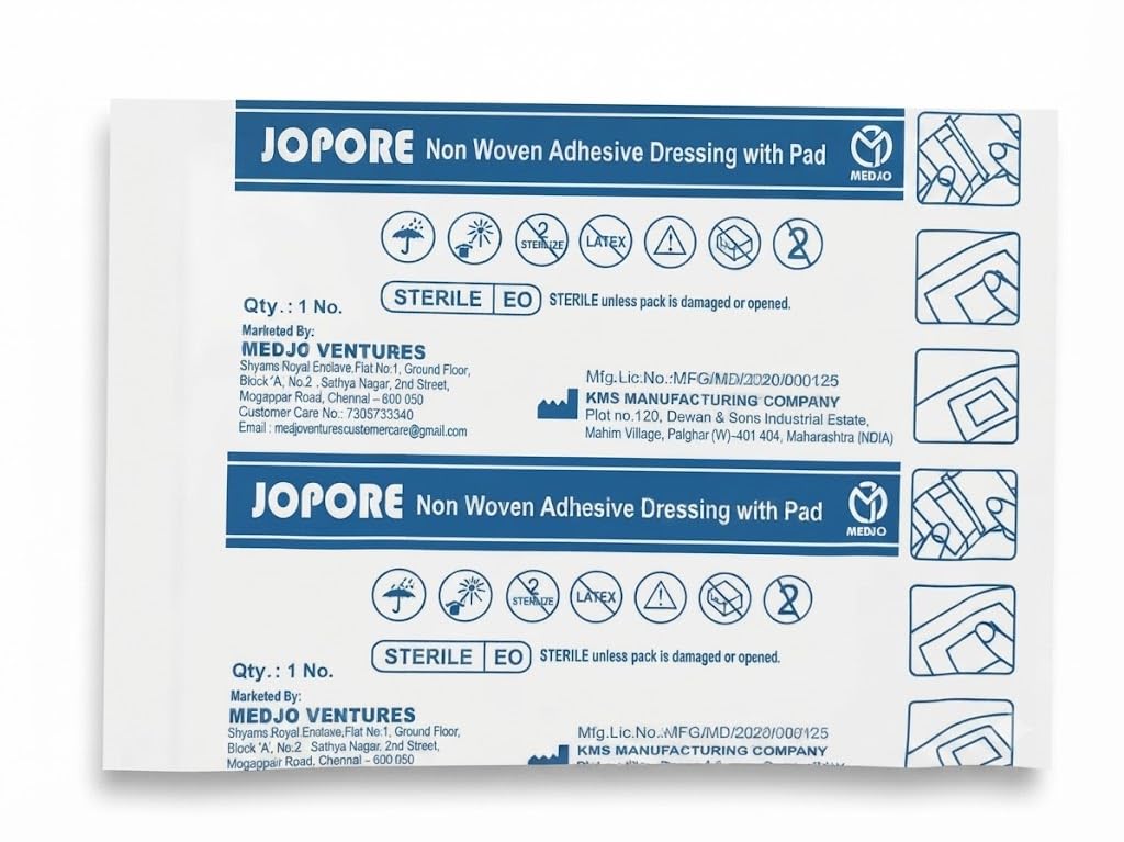 JOPORE NON WOVEN ADHESIVE DRESSING WITH PAD SIZE : 6 X 8 CM ( PACK OF 15 PCS )