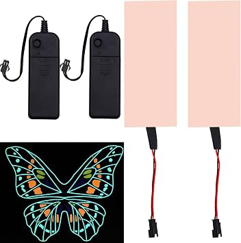 EL Panel Electroluminescent Light Sheet Light Decorations Neon Sheet 12 cm x 5 cm 4.8" x 2.0" ON/Slow Flash/Fast Flash,2Pack 2, White, 12cm*5cm