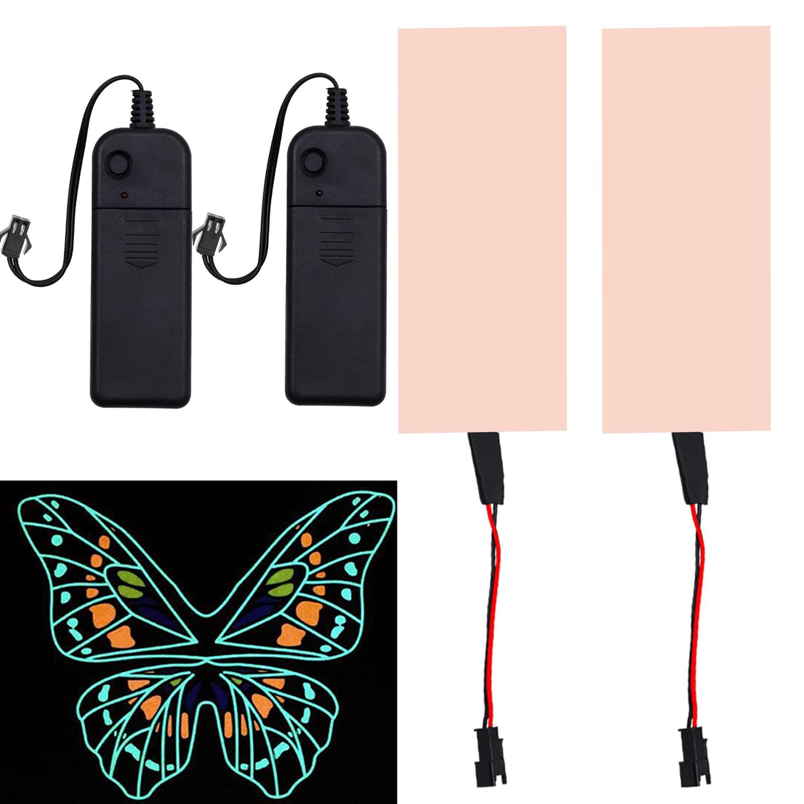 Electroluminescent Panels, EL Panels light, EL Sheets 10 cm x 10 cm (3.93" x 3.93")/12 cm x 5 cm (4.8" x 2.0") ON/Slow Flash/Fast Flash, 2Pack (White, 12 * 5cm)