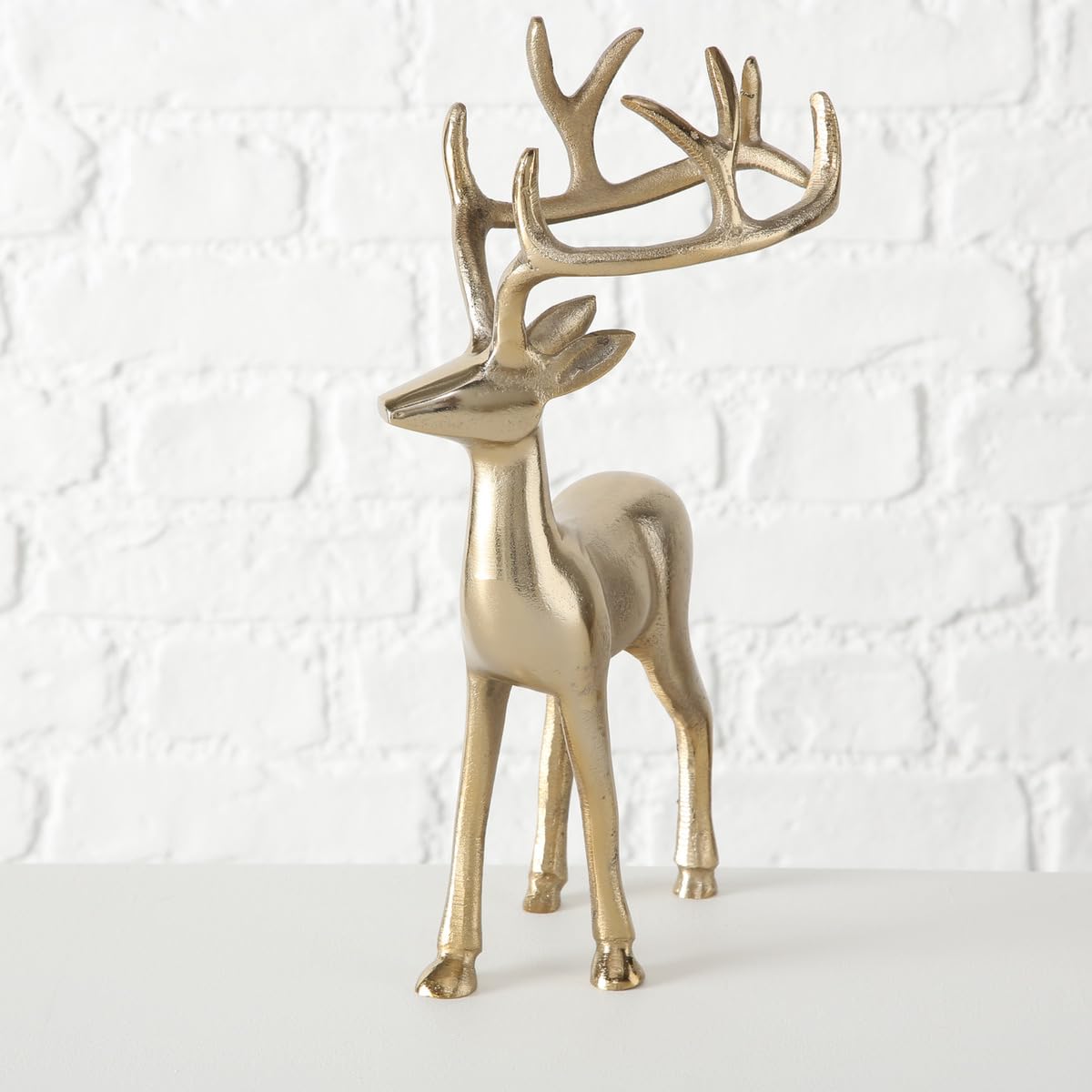 Boltze Figur Thielo (2 Teilig, Höhe 25-34 cm, Farbe Gold, Elchfigur, Dekofigur, Dekoaufsteller, Dekoration) 1016275, Normal