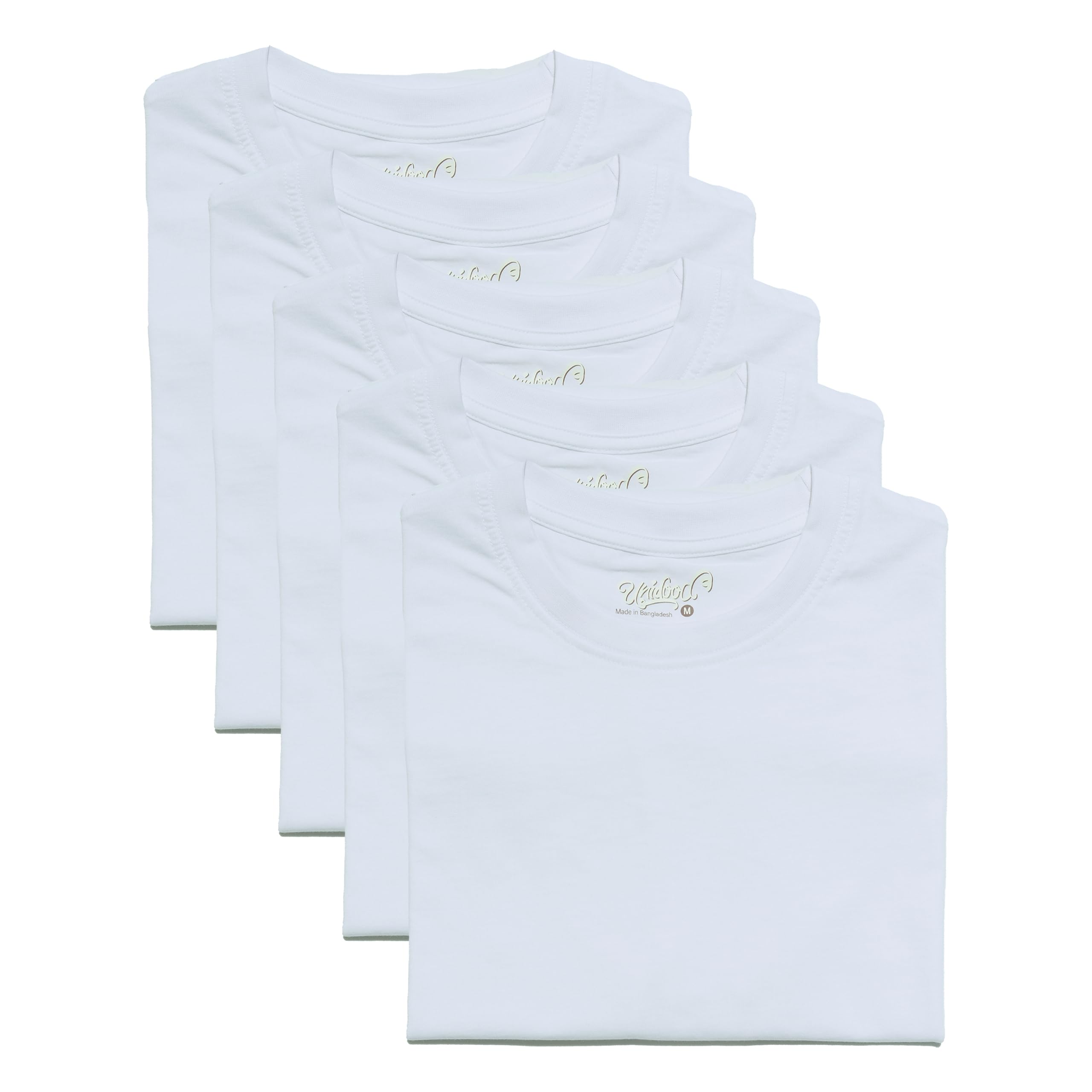 UNIDOOD | Pack de 5 | Camiseta de Manga Corta para Hombre y Mujer | Camiseta de Cuello Redondo 100% Algodón Peinado