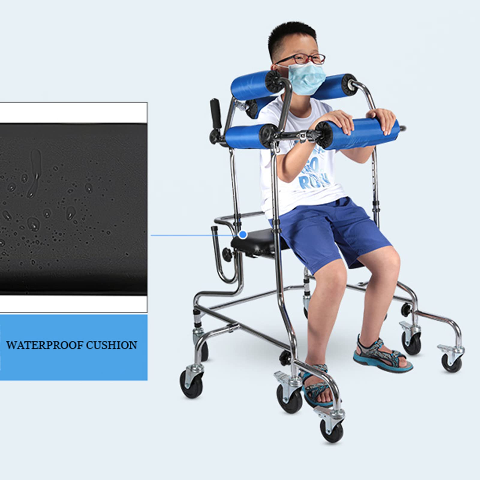 Andador con Ruedas para rehabilitación Infantil, Andador rodante de 8 Ruedas, Adolescentes con Necesidades Especiales, Duradero, Ajustable en Altura