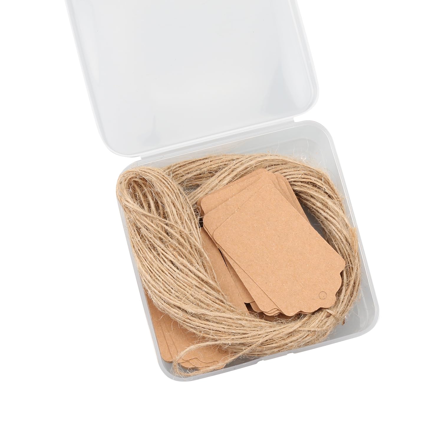Hopzab 100 Pcs Kraft Paper Gift Tags Brown Blank Labels with String Luggage Hang Tag Brown Rectangle Craft Hang Tag for Wedding Gift Wrapping Present Labeling Clothing Parcel