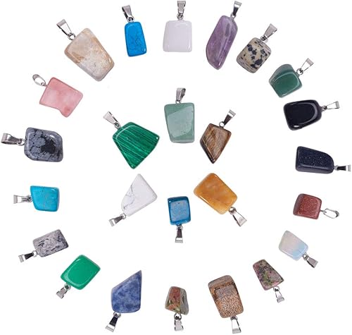 Miniatura 16 de SUNNYCLUE Colgantes de piedras preciosas naturales de cuentas de chakras curativas de forma irregular Piedra irregular,50 unidades, 25 colores,Luna