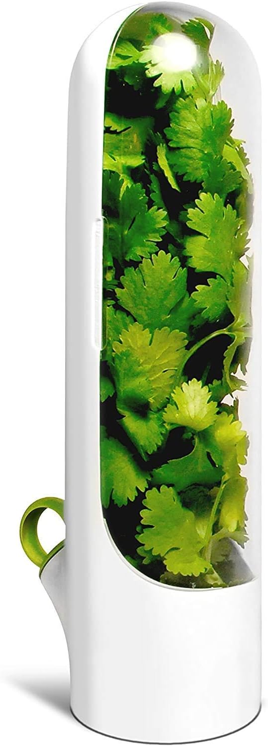 Adrohai Herb Saver Pod Herbs Storage Container For Coriander Leaves Fresh Herb Keeper Herb Saver for Cilantro Mint Parsley Asparagus Green Leaves Storage Case Keeps Greens Fresh