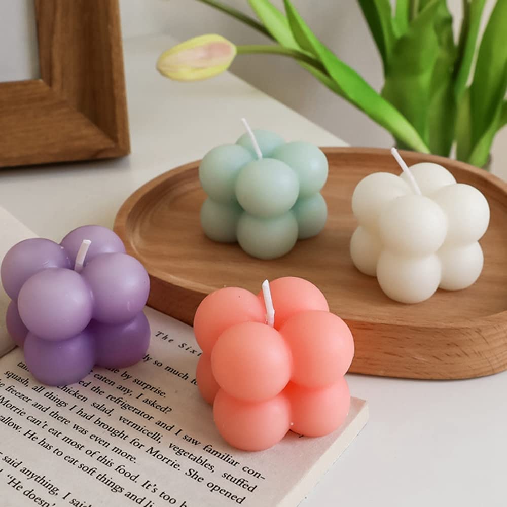 Candela in cera di soia profumata a forma di cubo, fatta a mano, decorazione danese dai colori pastello per la stanza, per aromaterapia, decorazione dalla forma elegante (a forma di cubo e