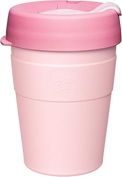 KeepCup Thermal - Vacuum Insulated Stainless Steel, Reusable Coffee Cup with Splashproof Sipper Lid, Medium 12oz/340ml - Rose Pink