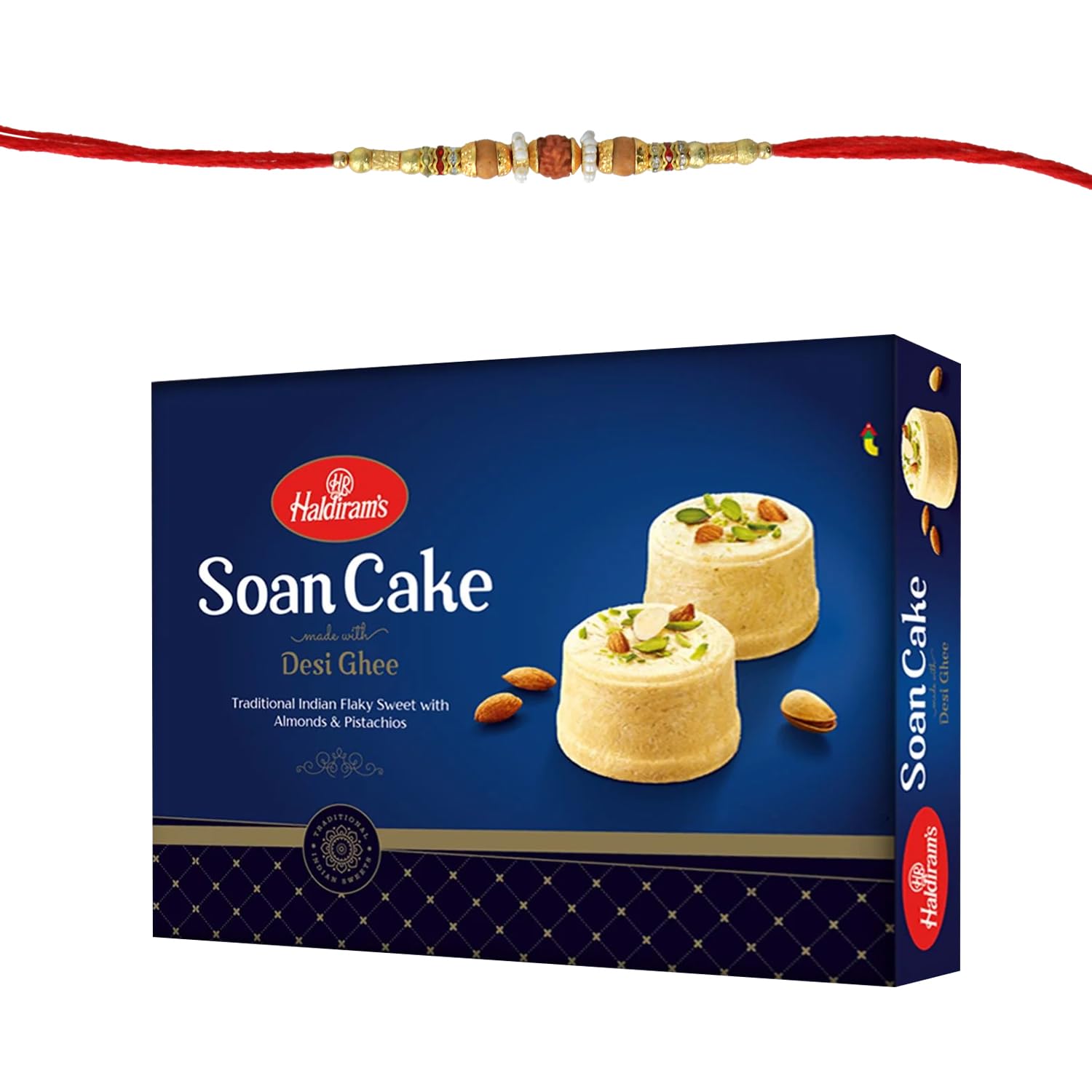 Generic Haldiram's Soan Cake with Rakhi Combo A4 | Rakhi for Brother with Sweet - 250g