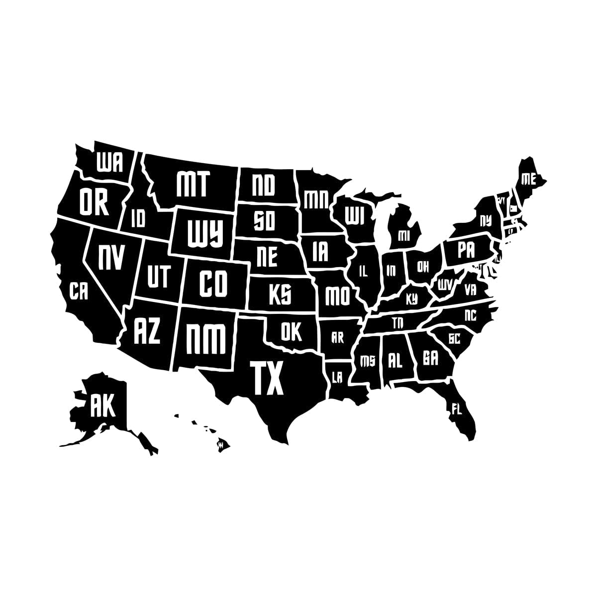 Lzhouting Wall Stickers 4677 Usa Map Vinyl Wall Sticker Home Decoration Map Of The American Counties Wall Vinyl Decal May Of Places Wall Murals Poster Extra Large - 67X105cm