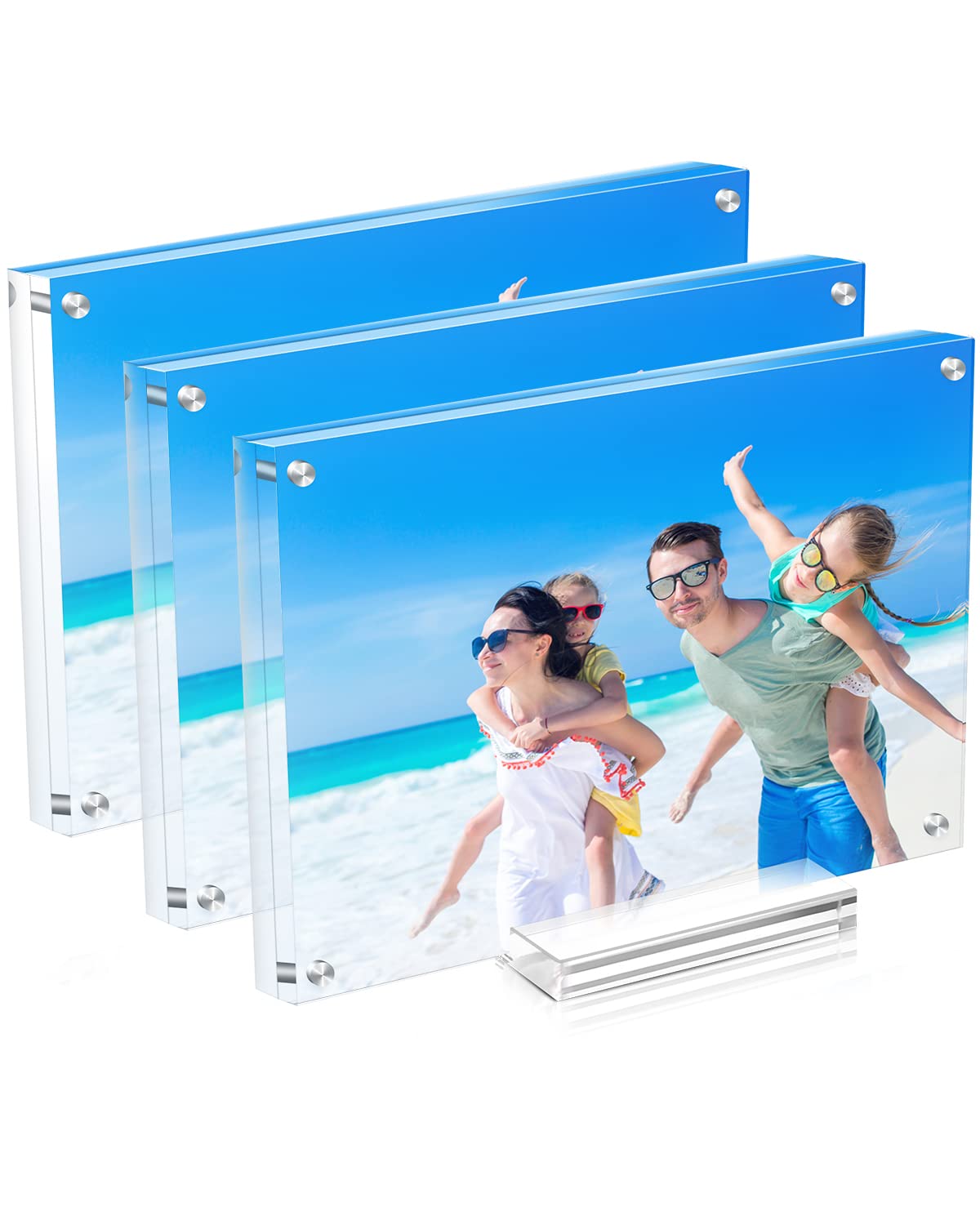 3 Pack 5x7 Acrylic Picture Frames, Double Sided Magnetic Display