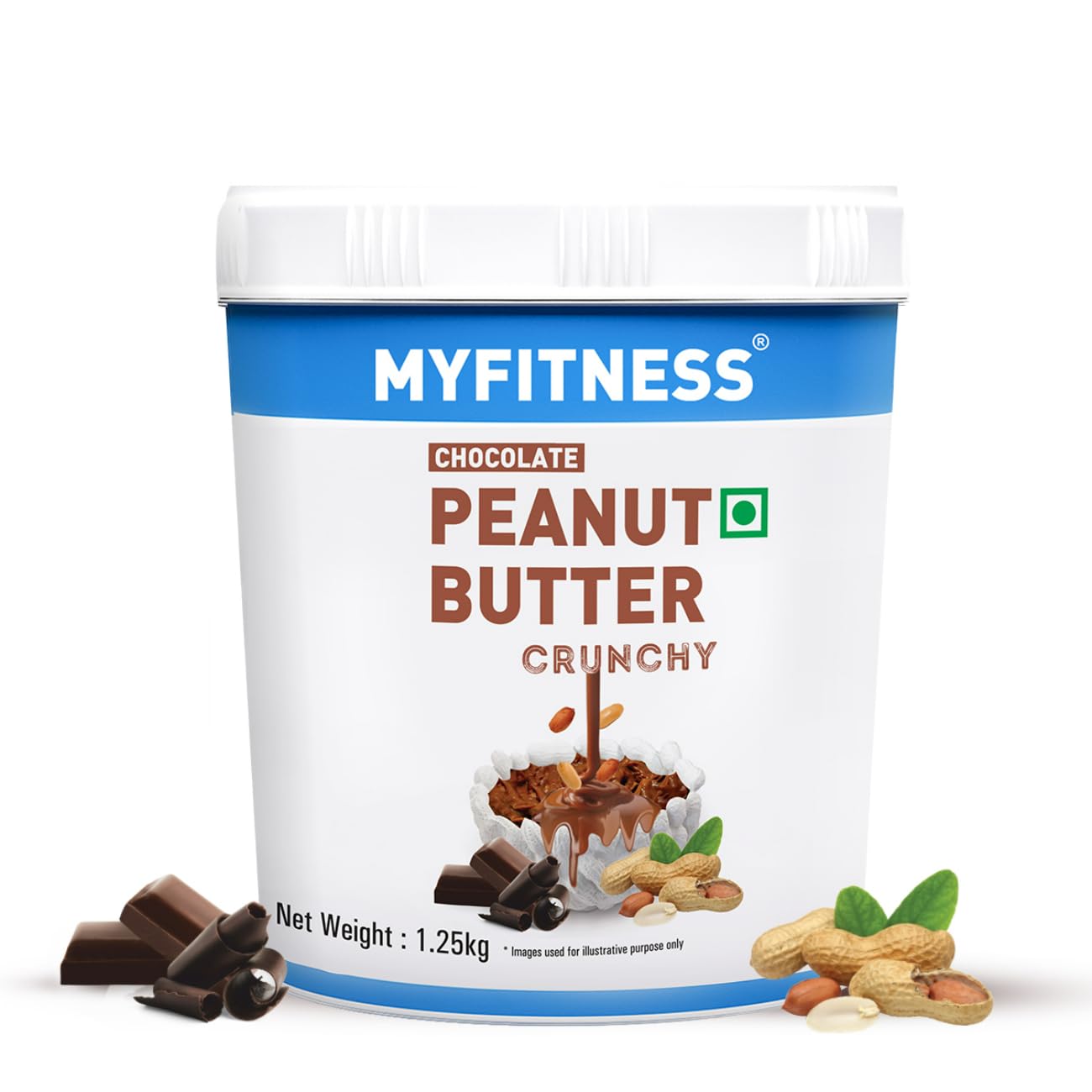 MYFITNESS Peanut Butter Chocolate Spread Crunchy 1.25kg | 23g Protein & 9g Fiber | Tasty & Healthy Nut Butter Spread for Breakfast & Snacks | Cholesterol Free | Zero Trans Fat | Crunchy Peanut Butter