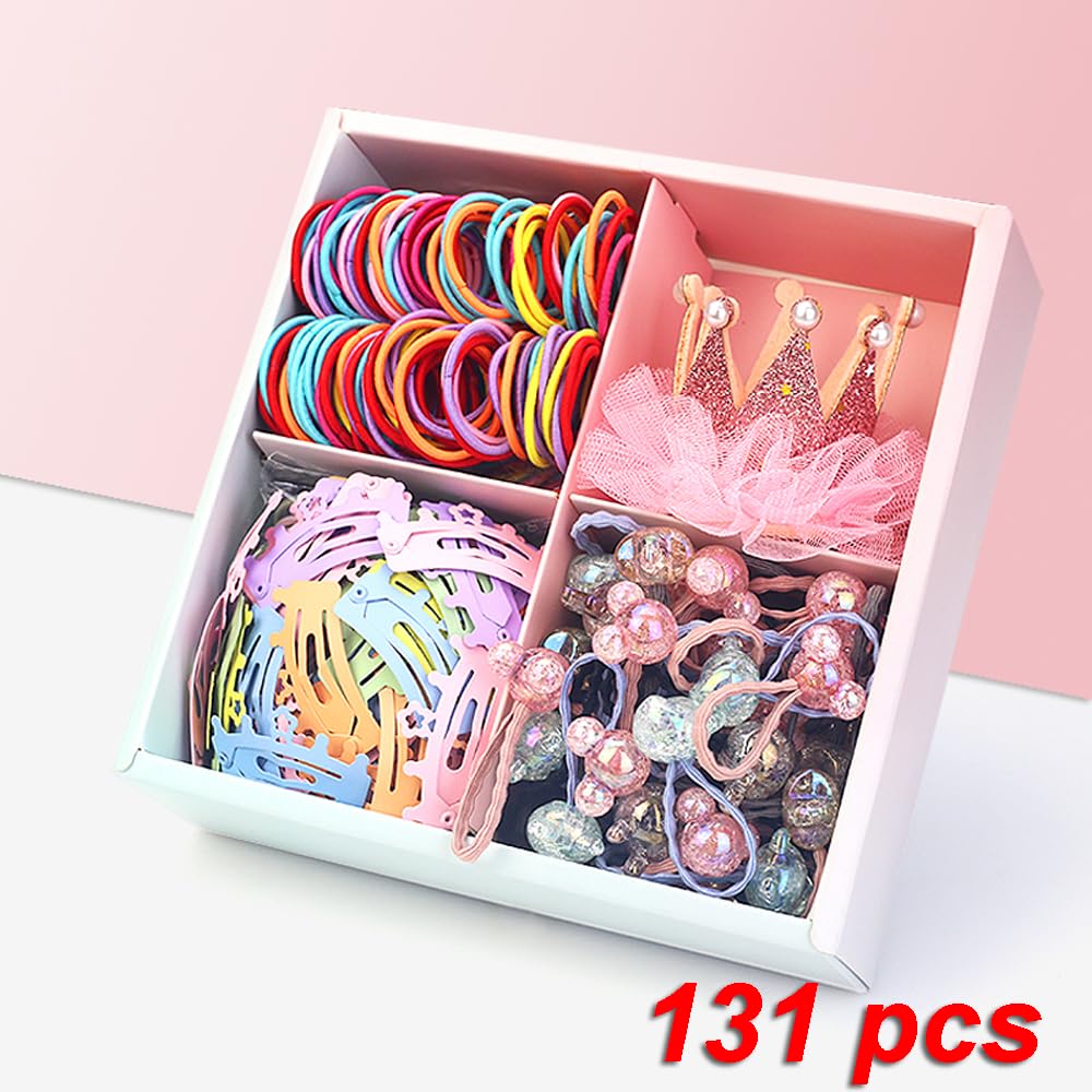 131 Pcs Princess Crown Hairband Clips Set for Toddlers