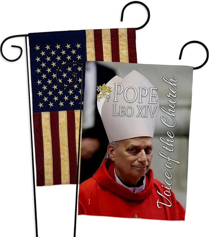 Pope Leo XIV Faith Vintage American Flags for Outside House Wall Canvas Poster Patriotic Decor July 4th Yard Sign Picture Prints Poster Vatican Grave Decoration Papal Door Catholic Memorabilia