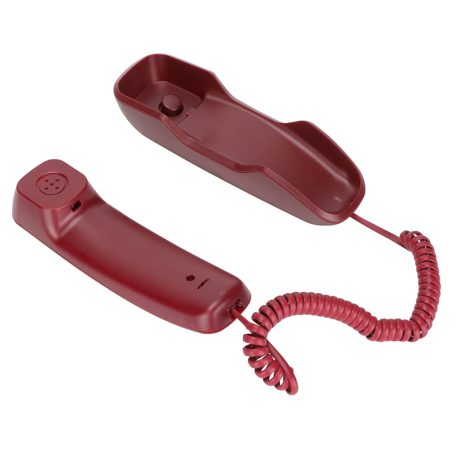 ASHATA Schnurgebundenes Telefon, Kleines Kabelgebundenes Festnetztelefon mit LCD-Display, Schnurgebundenes Telefon mit Flash-Wahlwiederholung für das Home Office(Rot)