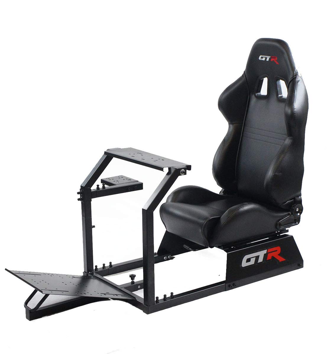 GTR Simulator GTA Model Majestic Black Frame with Adjustable Black Leatherette Racing Seat Racing Dr