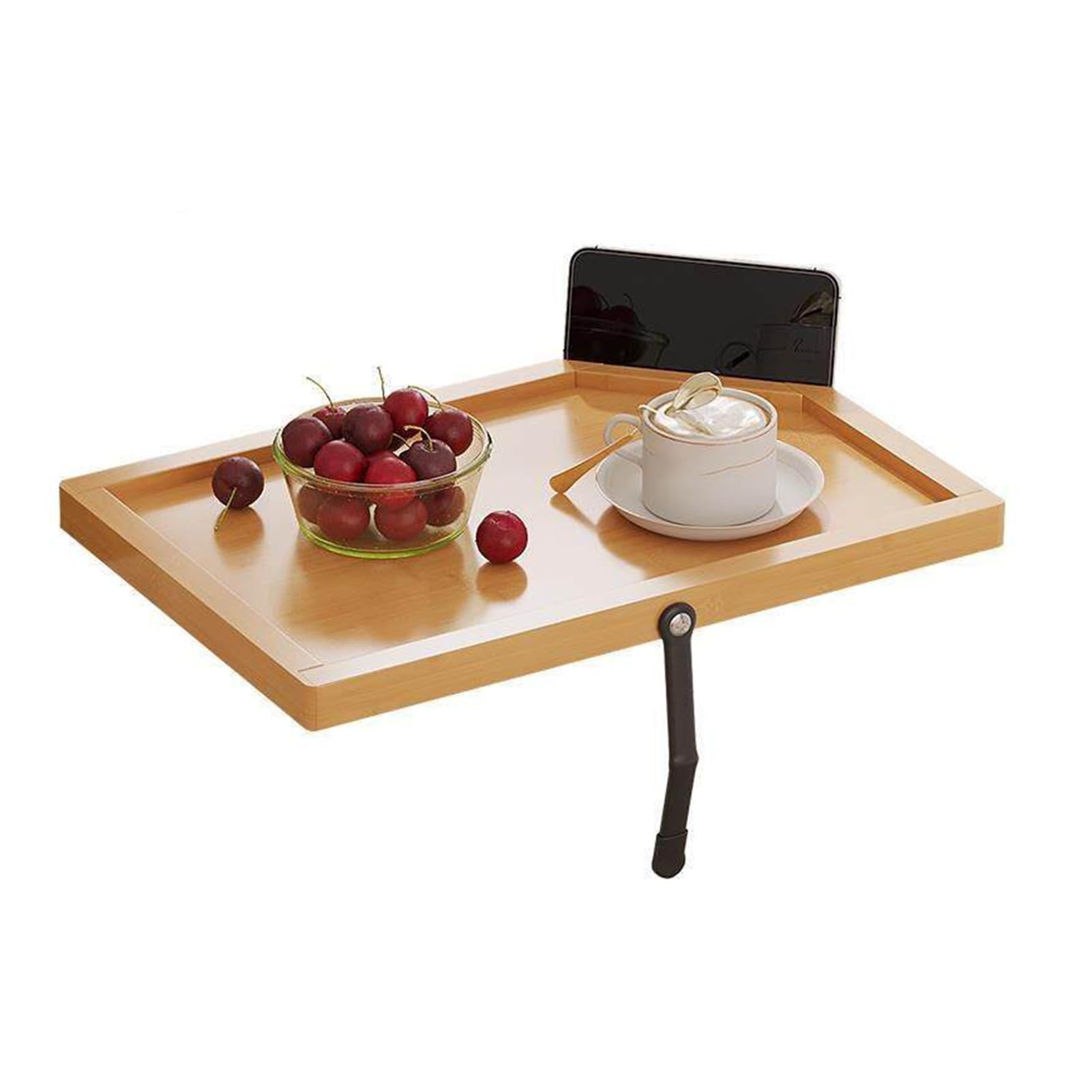 XCSDEW Rectangular Sofa Tray,Bamboo Armrest Storage Rack,With Rotating Elastic Clips,Suitable for Storing Fruits and Snacks(2x13x22cm)