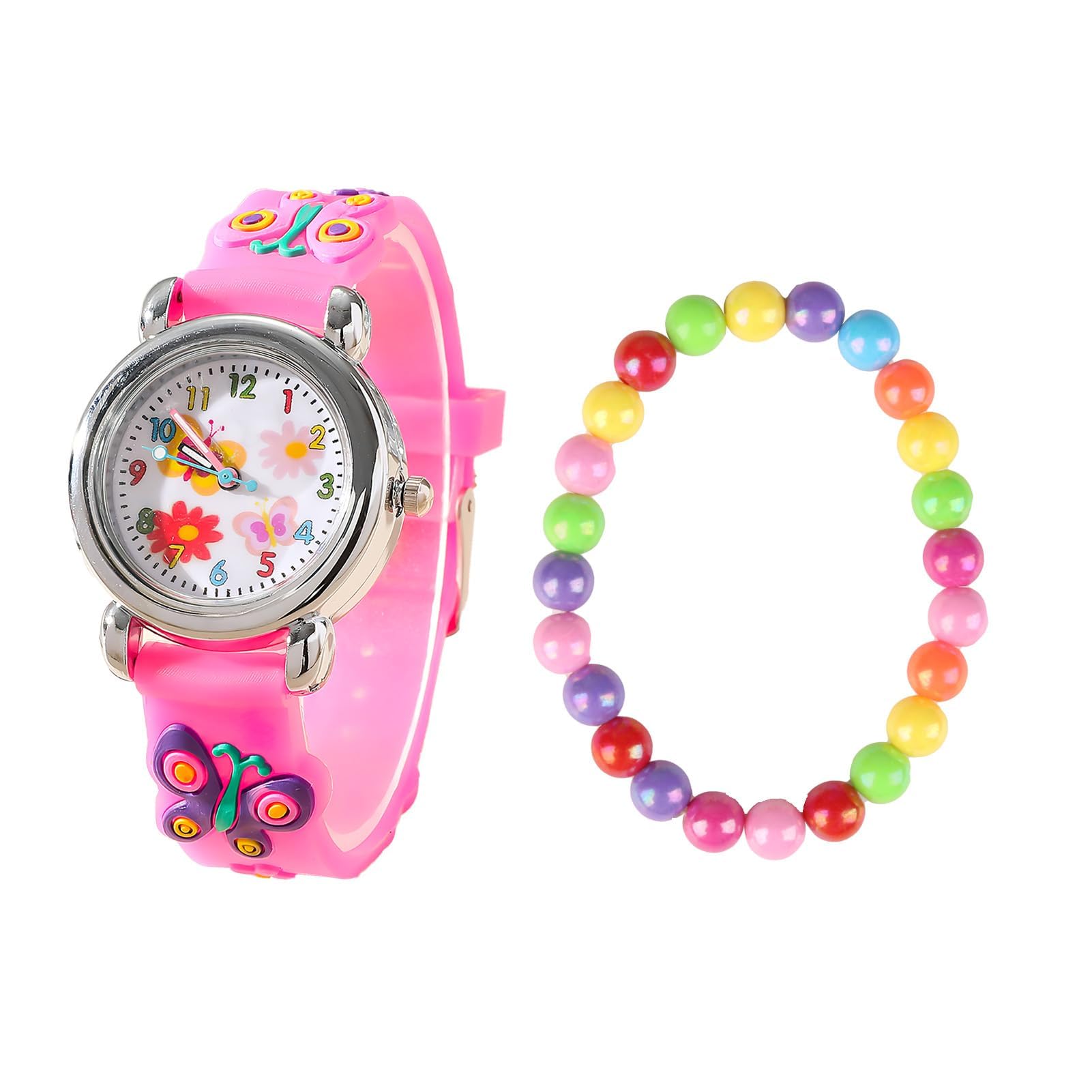 Wonvify Reloj Infantil para Niñas, Relojes de Pulsera Educativo de Silicona con Dibujos Animados en 3D, Movimiento de Cuarzo, Reloj de Regalo para Niñas de 3 a 10 Años