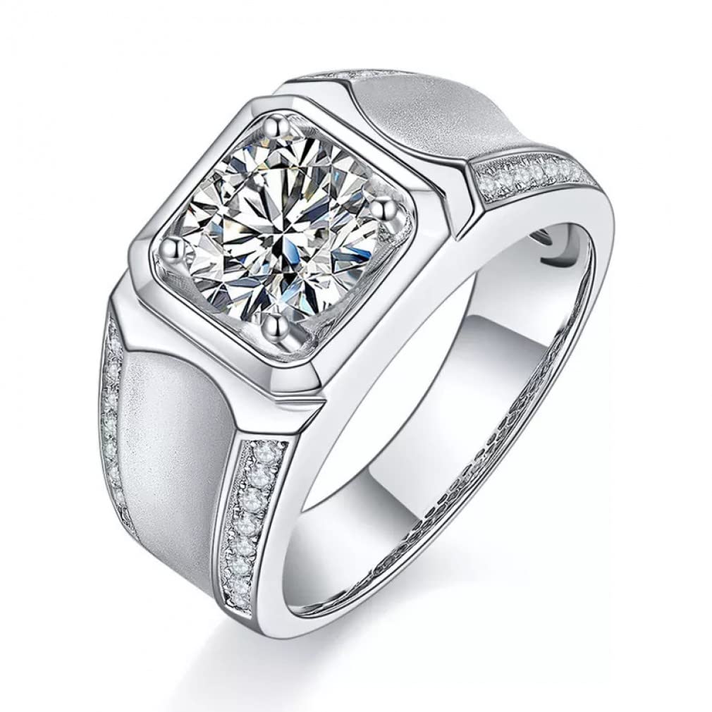 925 Sterling Silber D Farbe Moissanite Verlobungsdiamantringe für Männer Funkelnde Hochzeitsschmuck Geschenke