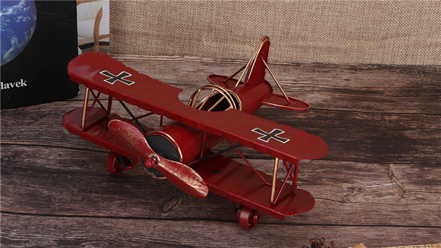 Avion De Chasse Rétro En Fer – Miniature Décorative Vintage Pour Bureau Ou Salon