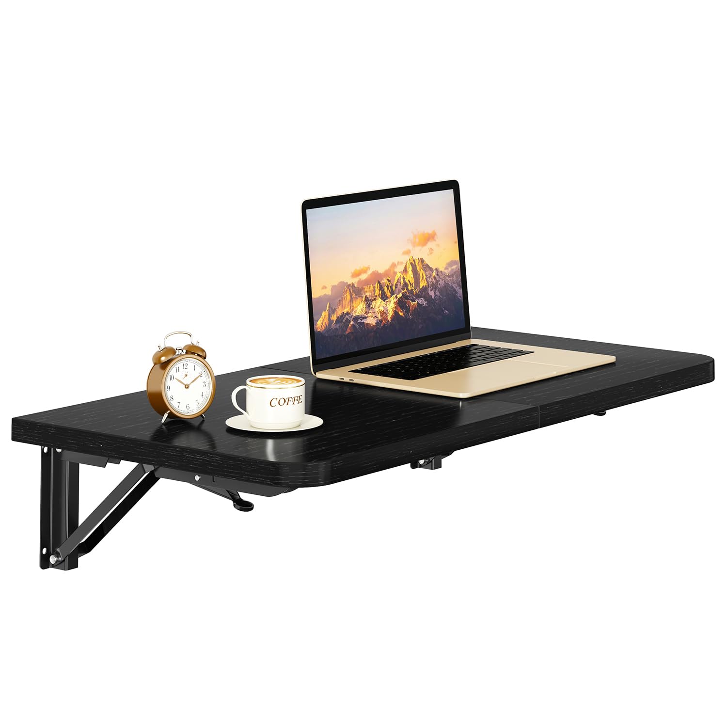 IBUYKE Mesa Plegable de Pared, Ahorra Espacio, Multifuncionales Escritorio de Ordenador, 60 * 30CM,Mesa Plegable para Hogar, Comedor, Cocina, Bar, Negro TVT005B