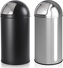 Jago Push Top Bin | Polished Stainless Steel, 50L, Kitchen, Office, Study Room | Trash, Waste, Rubbish Can