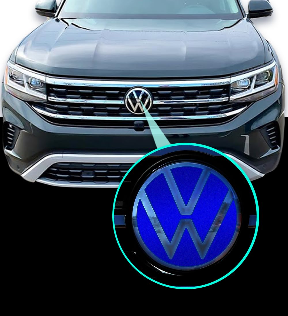 IPG Decal Made for VW 2021 Passat Polo Tiguan Golf Rear/Front Emblem Logo Decals Stickers Set (4 Units) (Reflective Blue)