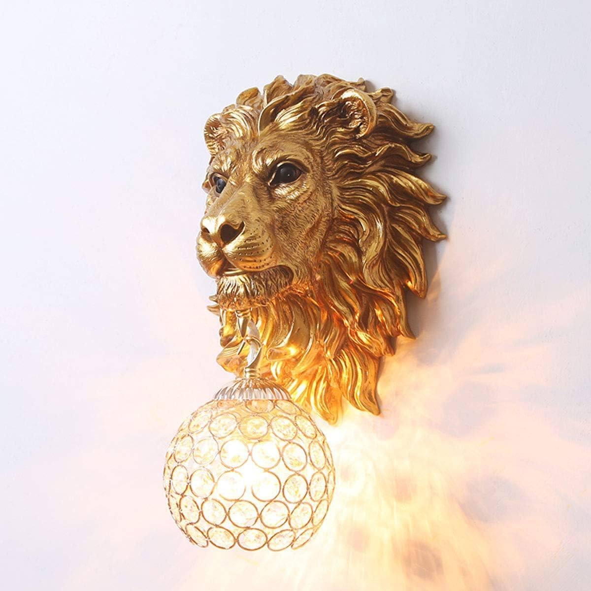 Wall Mounted LED Night Lamp With Resin Lion Head (22 * 33 cm) | Home Decor Light for Living Room | Handicraft Wall Decoration-image-44