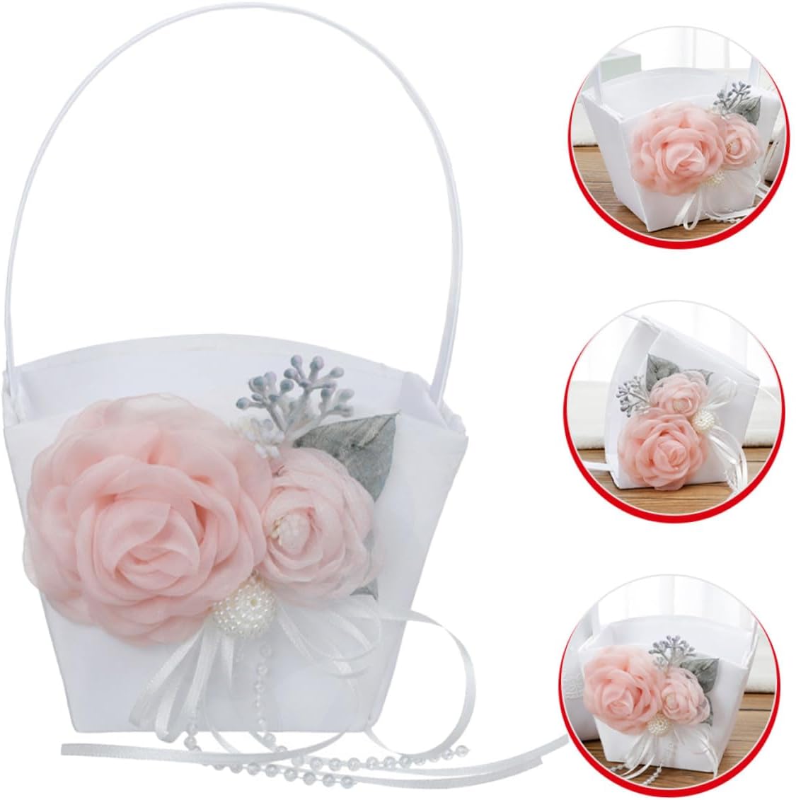 Luxshiny Handheld Wedding Basket Fabric Petal Storage Basket for Flower Party Ceremony Supplies
