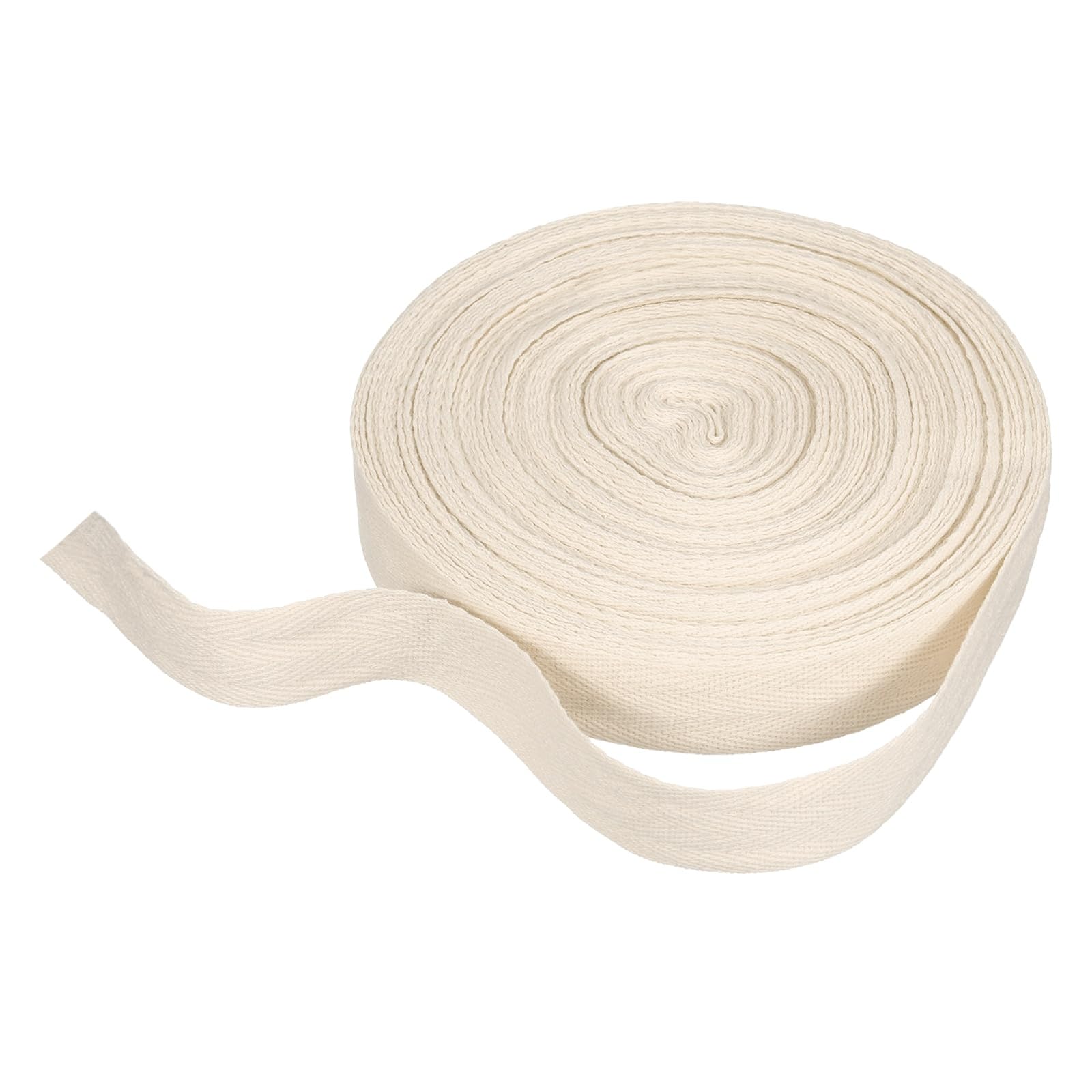 sourcing map Cotton Twill Tape Ribbon 25mm x 21 Meters Herringbone Webbing Tape Roll Bias Binding Tape for DIY Crafts Sewing Gift Wrapping, Beige