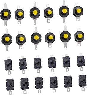 VILLCASE 24 Pcs Flashlight Switch Push Button Switch The Switch SMD Self Locking Torch Button Switch Mini Switch for Torch DIY SMD Flashlight Switch Flashlight Push Button Switch Round